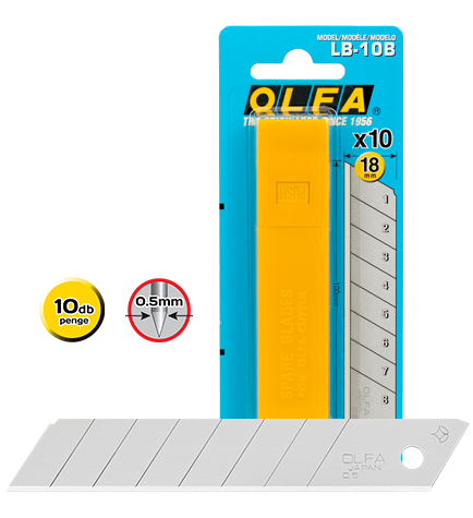 Olfa LB-10B tördelhető penge, ezüst színű, 18 mm, 10 db/csomag termék fő termékképe
