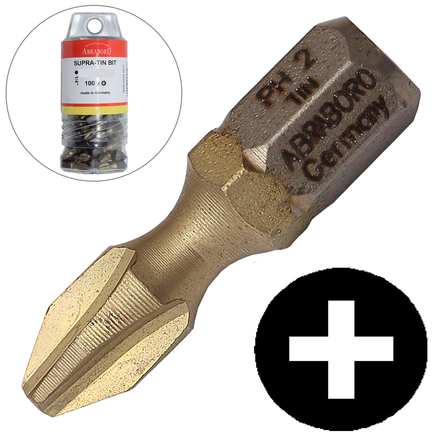 Abraboro PH 2 x 25 mm Phillips SUPRA-TIN XXL bit, 100 db/csomag termék fő termékképe
